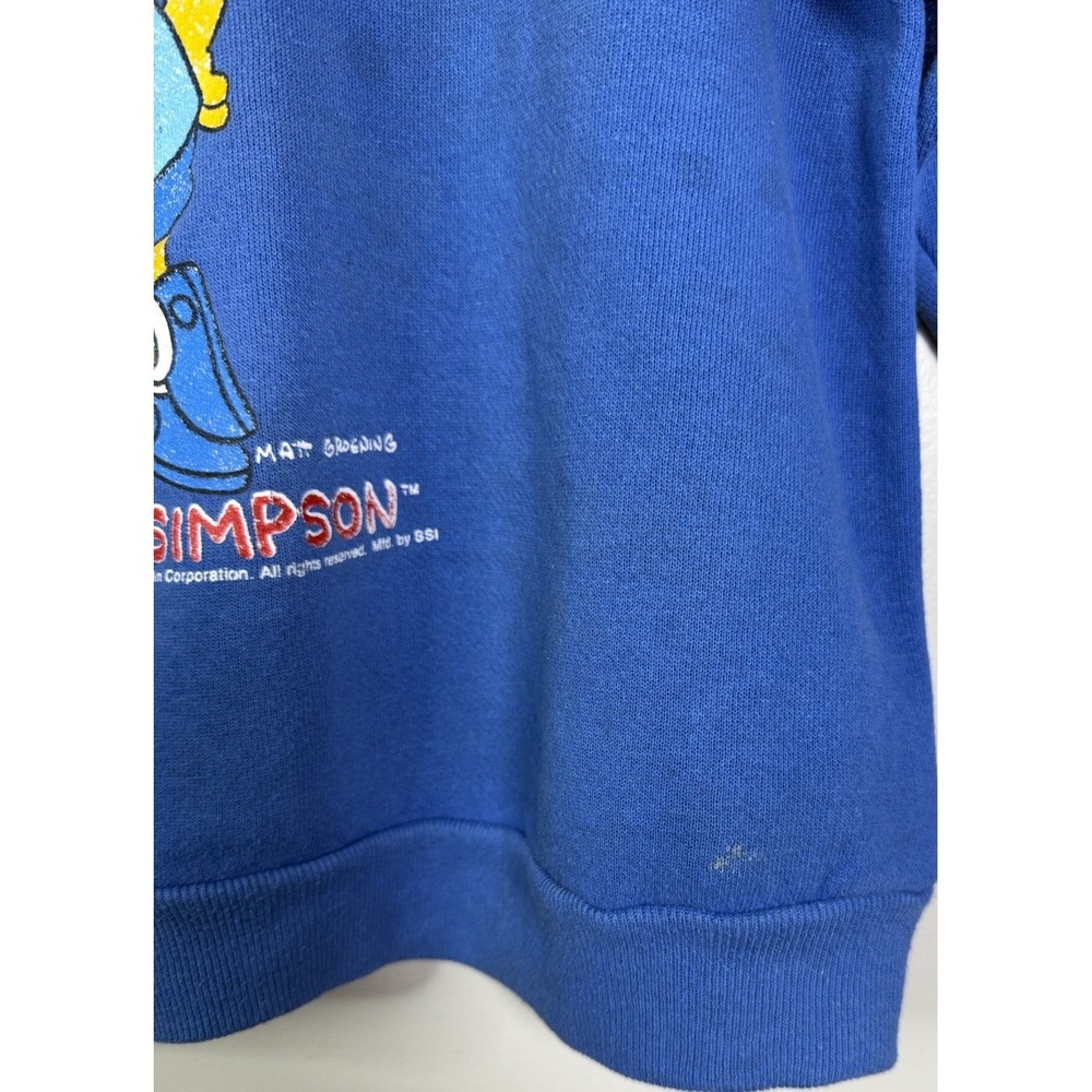 Vintage 1990 SSI Bart Simpson Cool Your Jets Man Blue Sweatshirt Kids 14-16 USA‎ - Picture 4 of 6